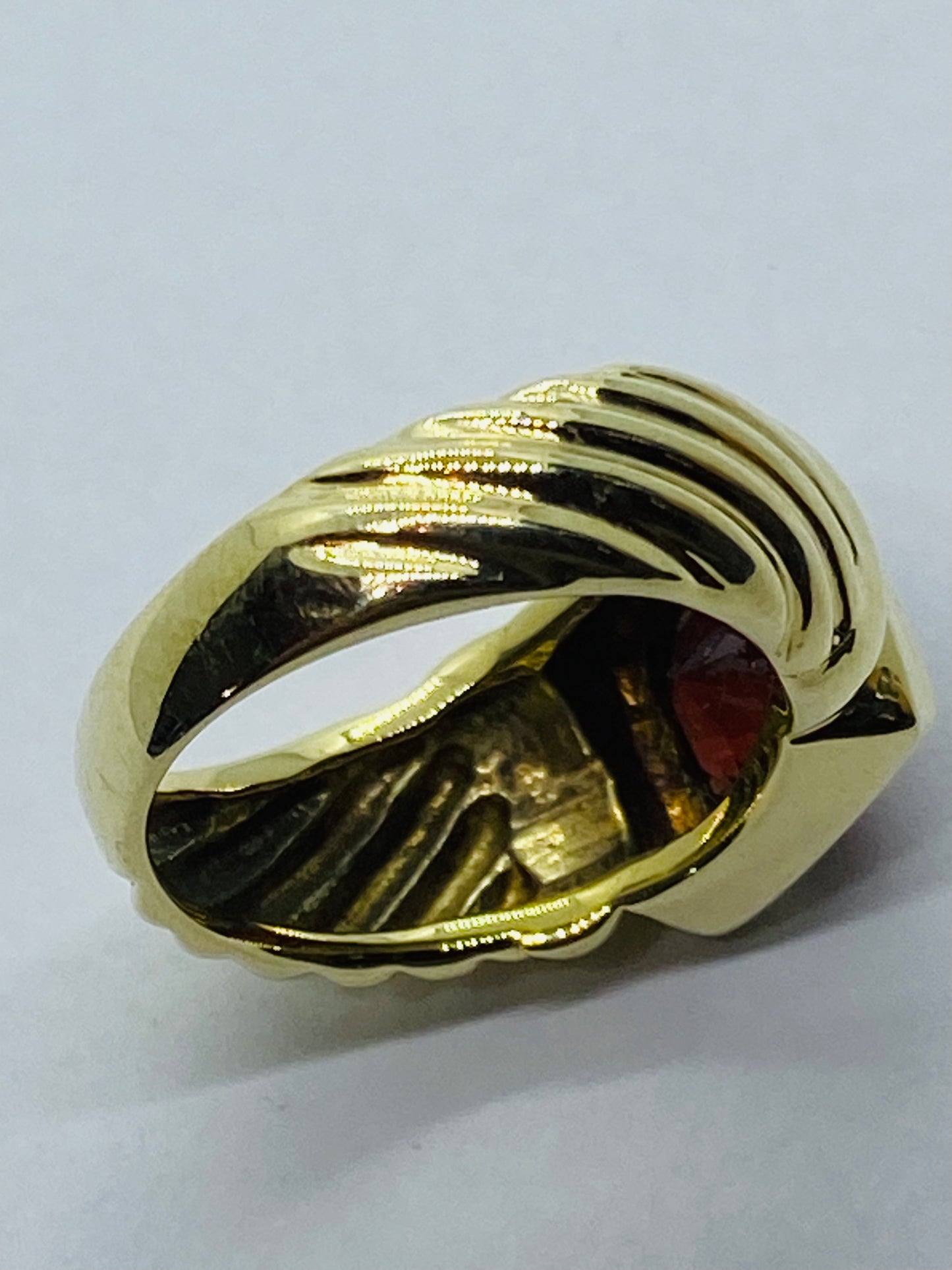 DAVID YURMAN Solid 14K Yellow Gold CABLE Cushion Cut Garnet Ring 5.5