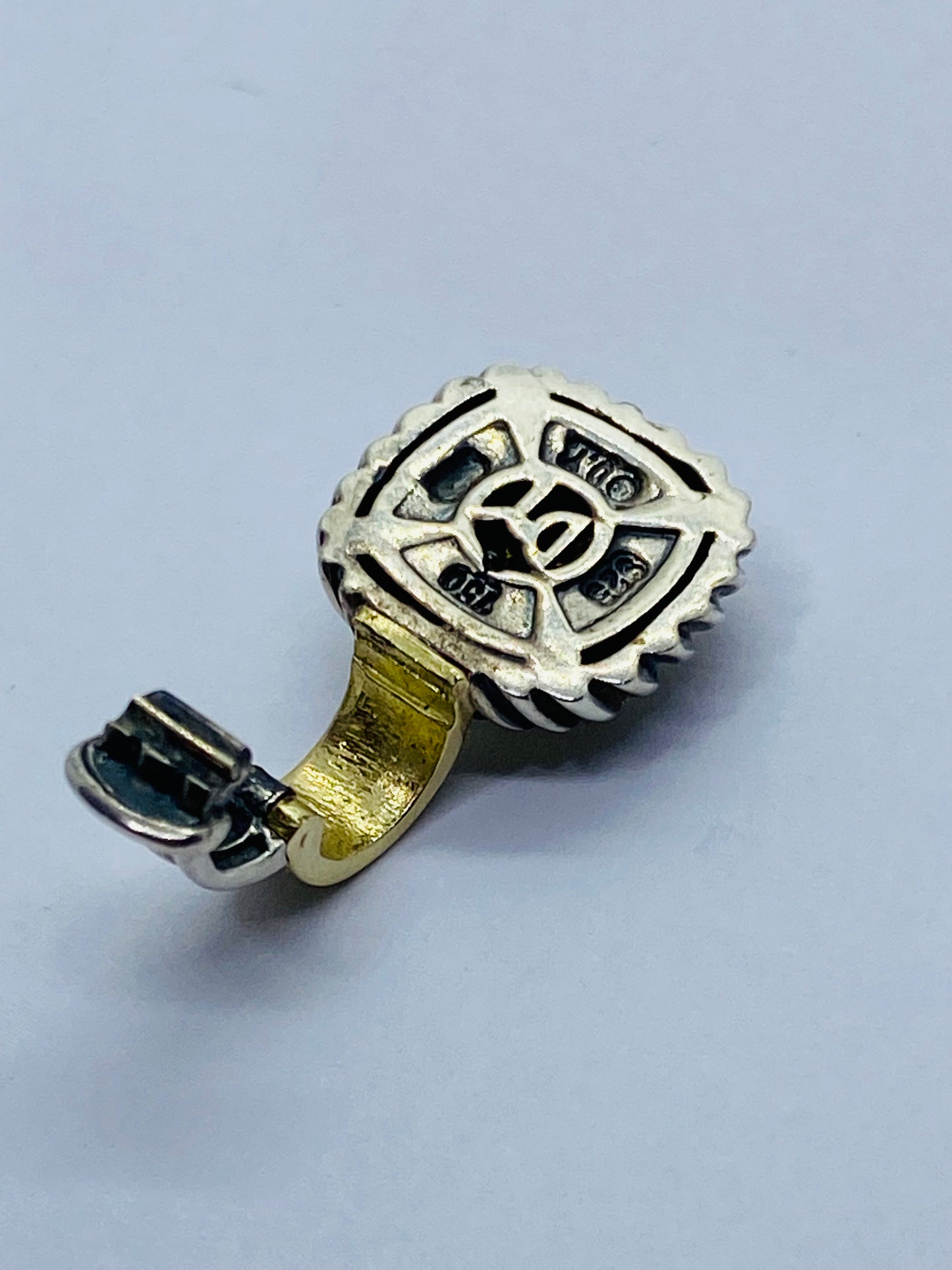 David Yurman Sterling Silver 18K Gold Pave Diamond Albion Cable Pendant