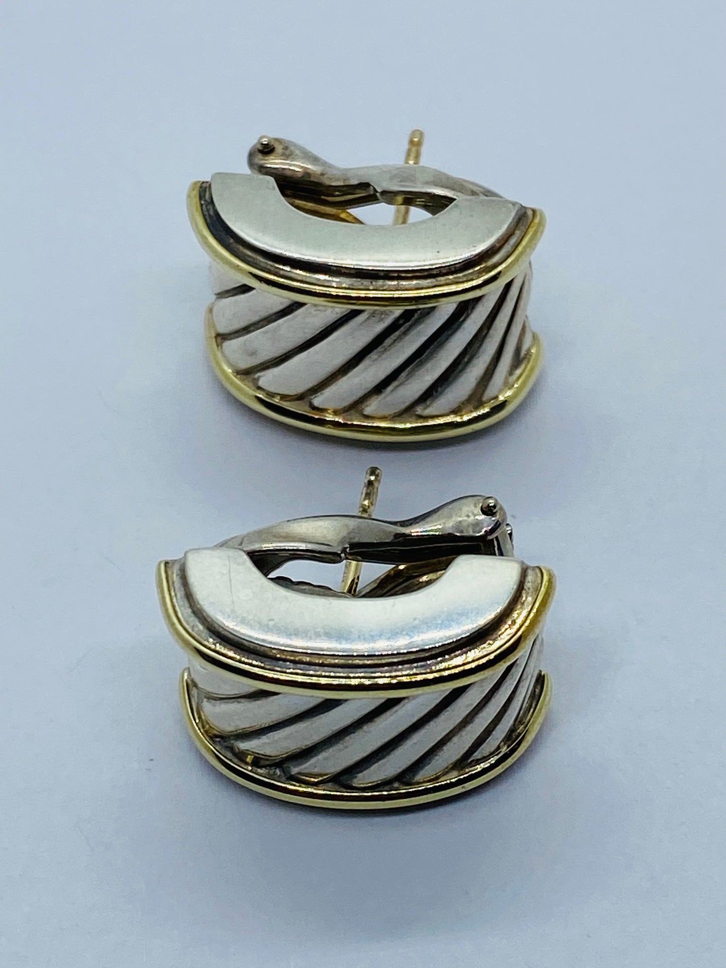 David Yurman .925/14K Cigar Band Thoroughbred Earrings