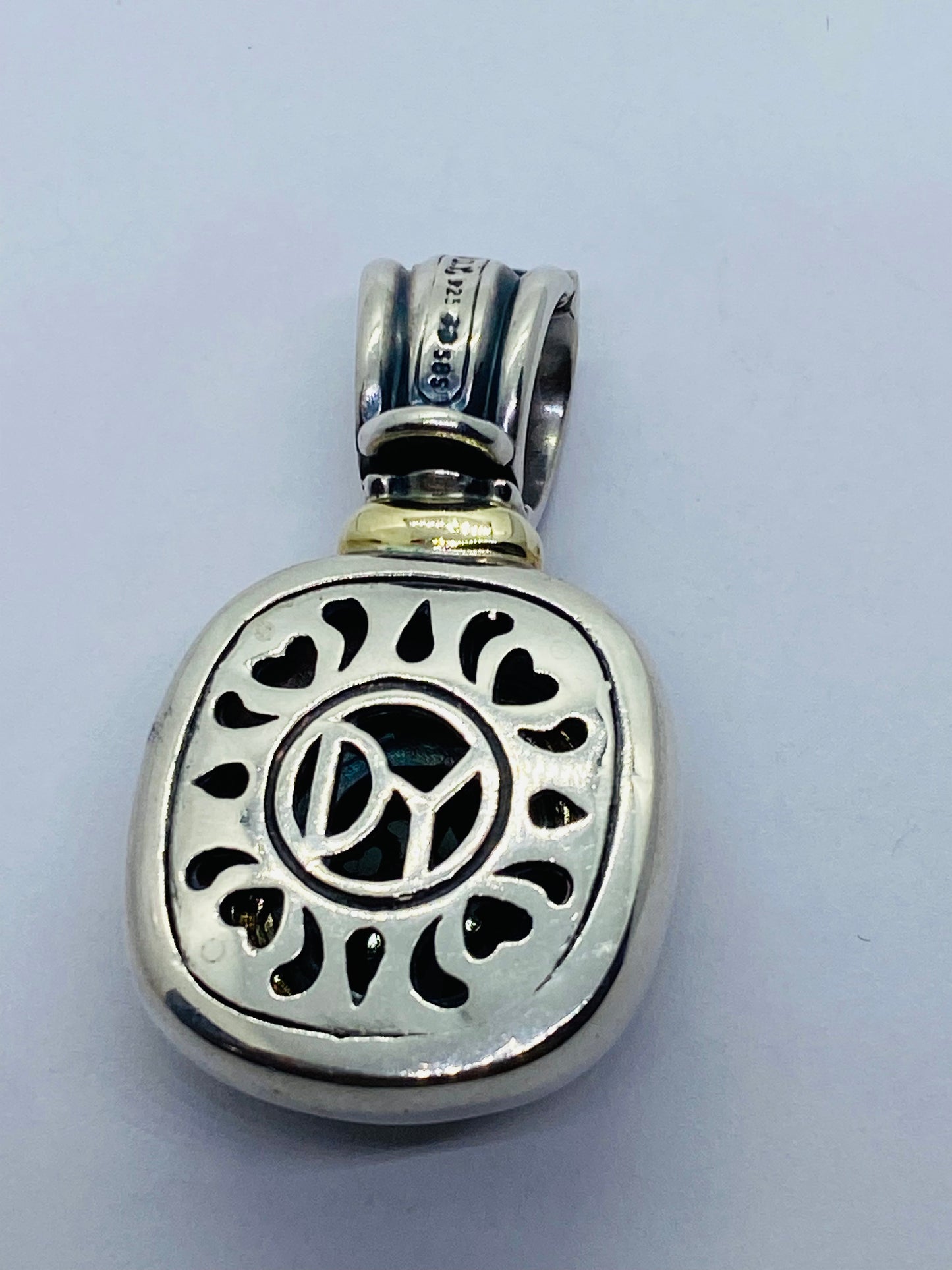 David Yurman 925 Silver 585 Gold Black Onyx Iconic Albion Enhancer Pendant 18.9G