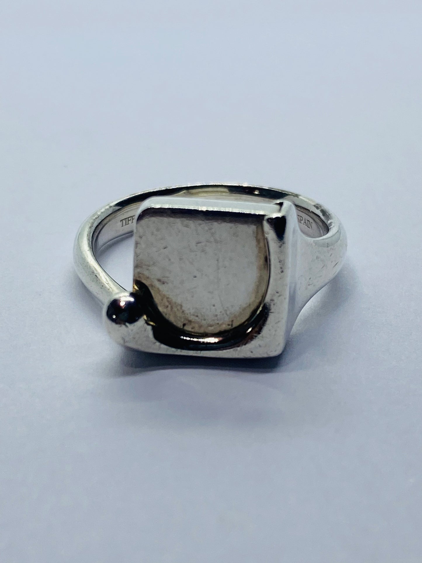 Authentic Tiffany & Co Elsa Peretti Sterling Silver Square Slab Splash Ring 7.75