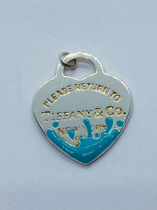 Tiffany & Co Large Return To Tiffany Blue Splash Heart Tag Charm 925