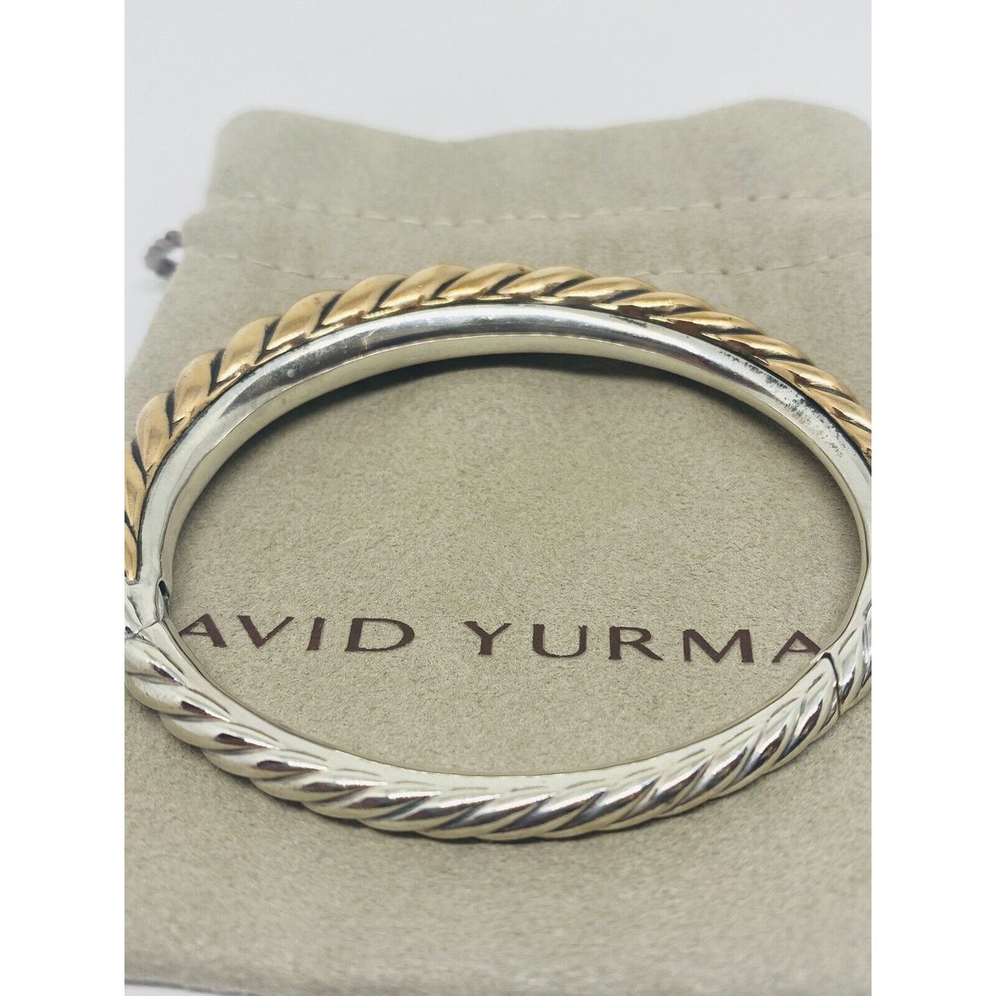 Rare David Yurman Sterling Silver/Bronze 9.5mm Pure Form Cable Bangle Bracelet