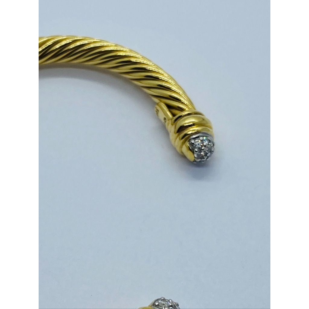 DAVID YURMAN 18K YELLOW GOLD AND DIAMOND CLASSIC CABLE BANGLE