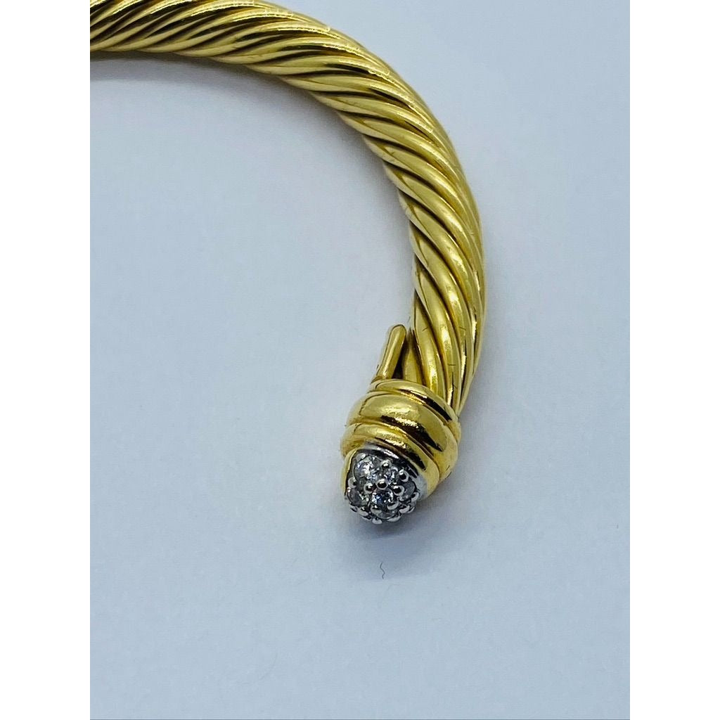 DAVID YURMAN 18K YELLOW GOLD AND DIAMOND CLASSIC CABLE BANGLE