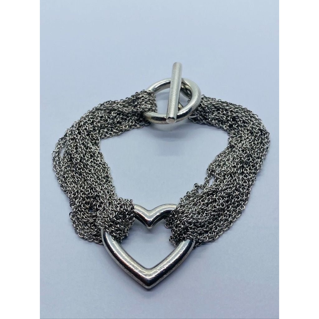 Tiffany & Co. 925 Silver Multi Strand Mesh Toggle 7.25" Bracelet