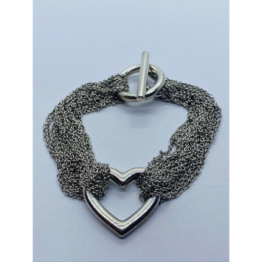 Tiffany & Co. 925 Silver Multi Strand Mesh Toggle 7.25" Bracelet