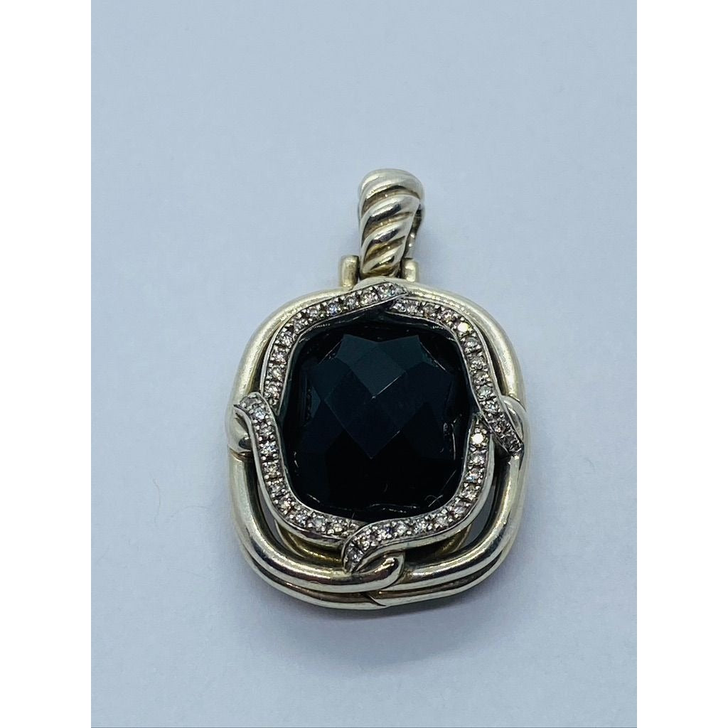 David Yurman Labyrinth Enhancer Pendant Black Onyx with Diamonds READ