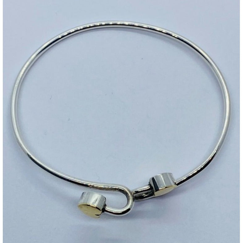 Tiffany & Co. Sterling Silver 925 18K 750 Heart Bangle Bracelet 6.75"