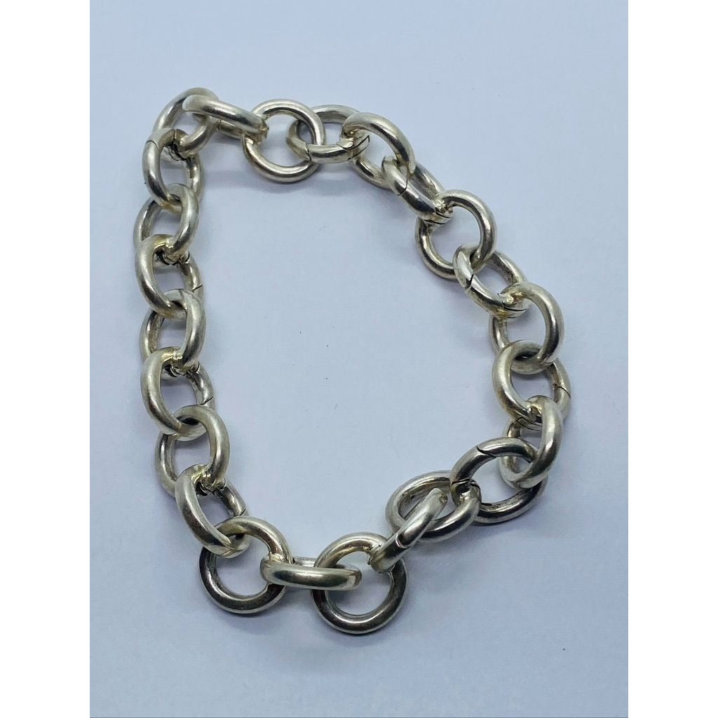 Tiffany Co Italy Sterling Silver Round Circle Clasping Link 8" Bracelet