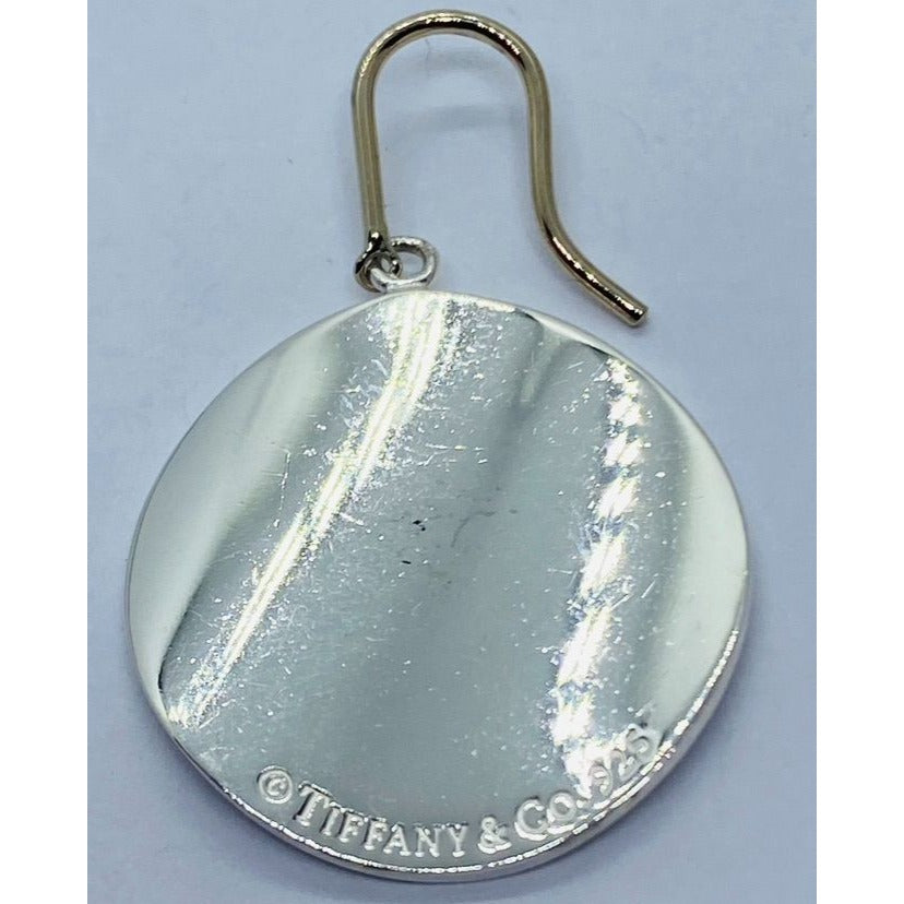 Tiffany & Co. Round Disc Notes Script Drop Dangle Love Earrings Silver