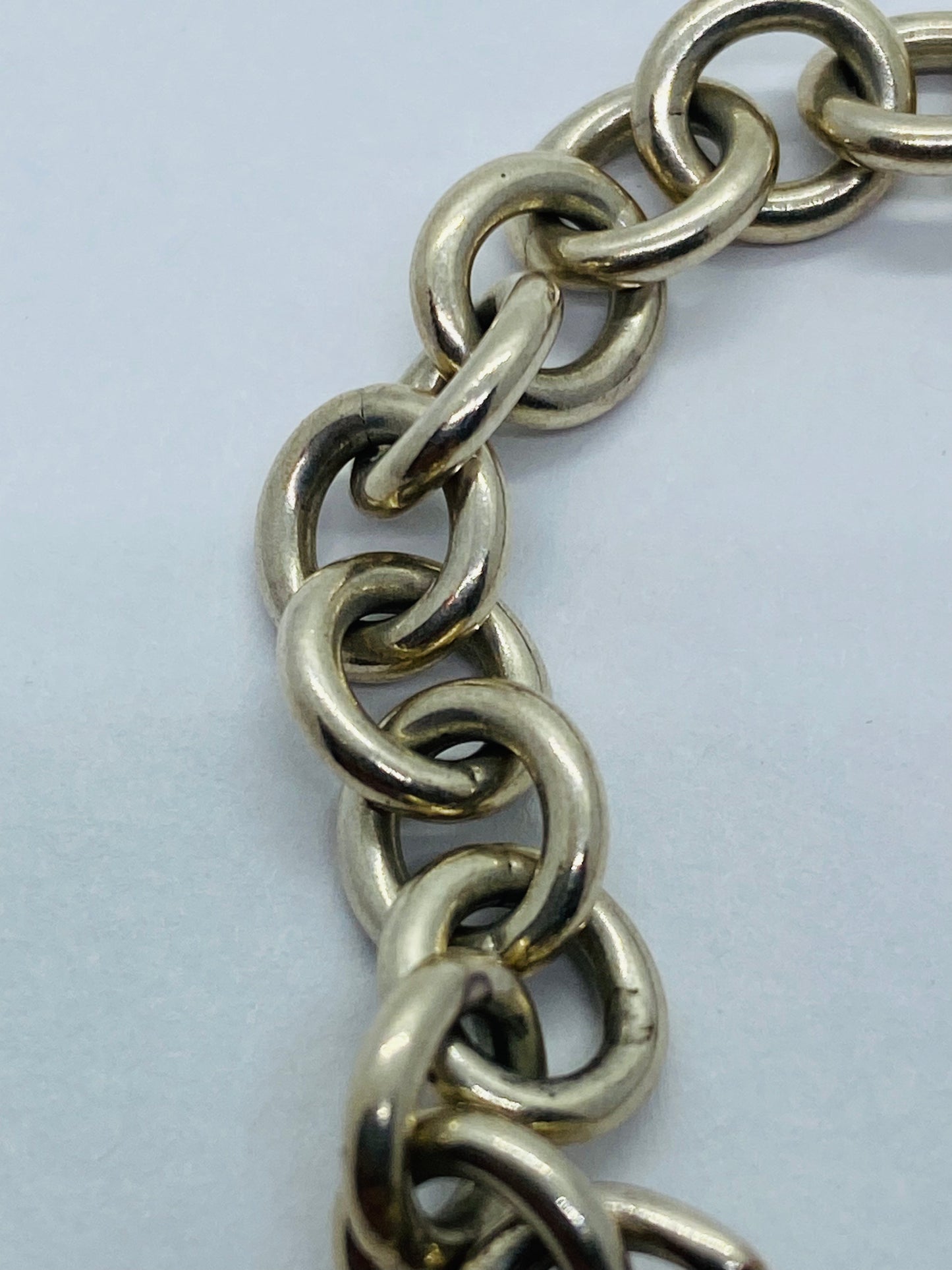Tiffany & Co. Silver Notes Wavy Round Circle Pendant Bracelet 7.5”