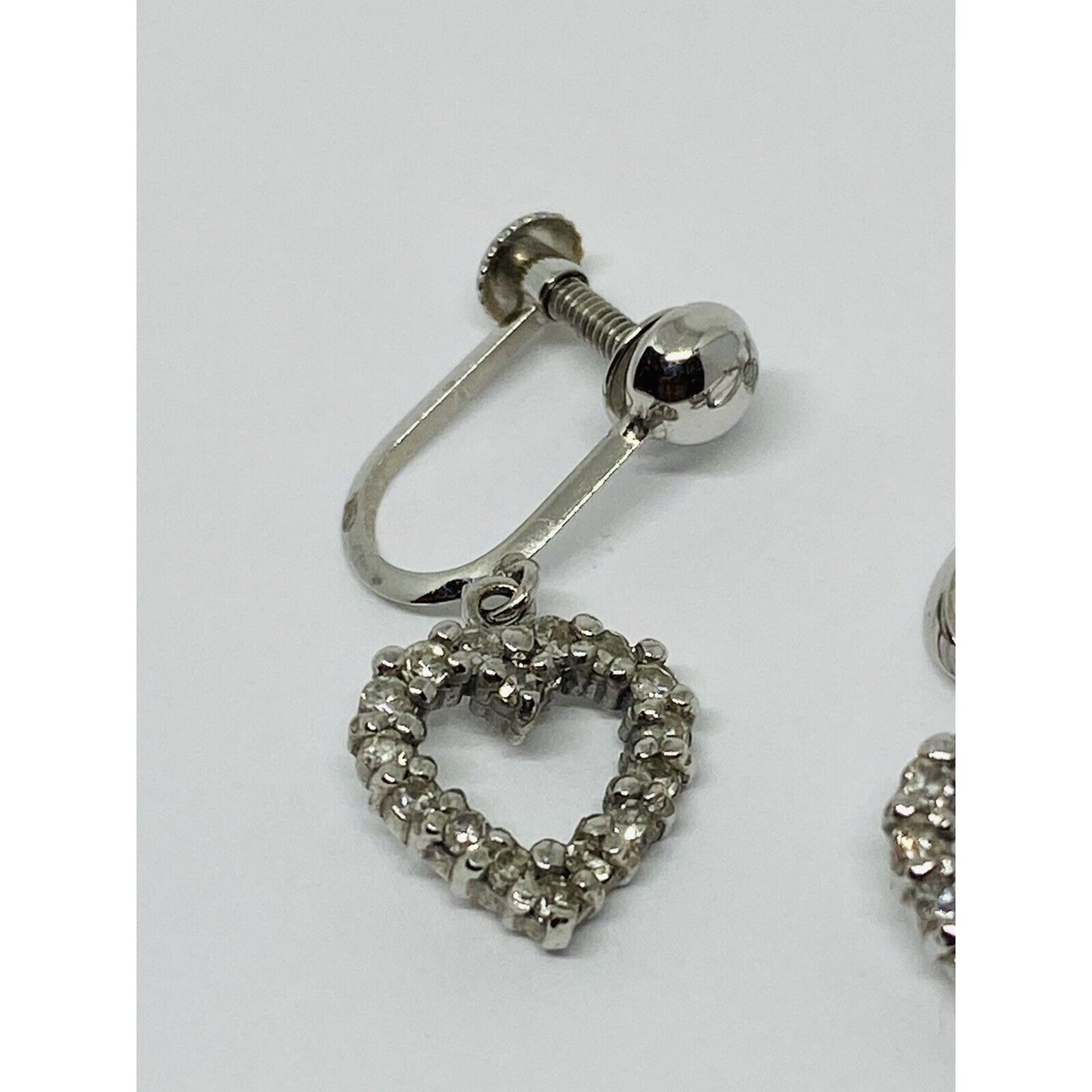 14k White Gold Open Heart Love Dangle Diamond Earrings 21MM .30CT TCW