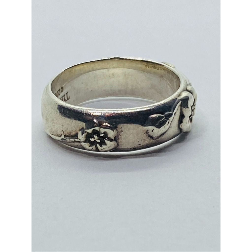 TIFFANY & Co. Nature Rose Flower Ring Rare Sterling Silver Sz 6.5