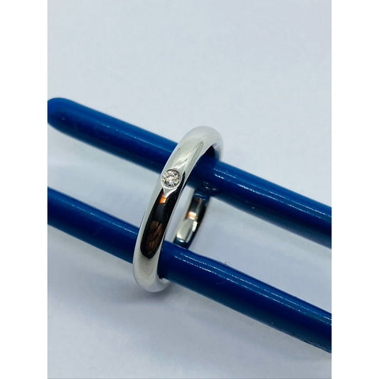 Tiffany & Co Elsa Peretti Platinum Band Ring With A Round Diamond Size 5