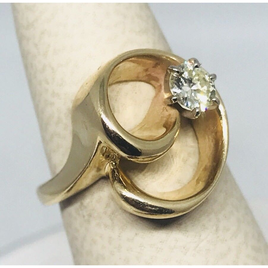 Signed Treasure .36 ct Round Diamond 14k Yellow Gold Ring