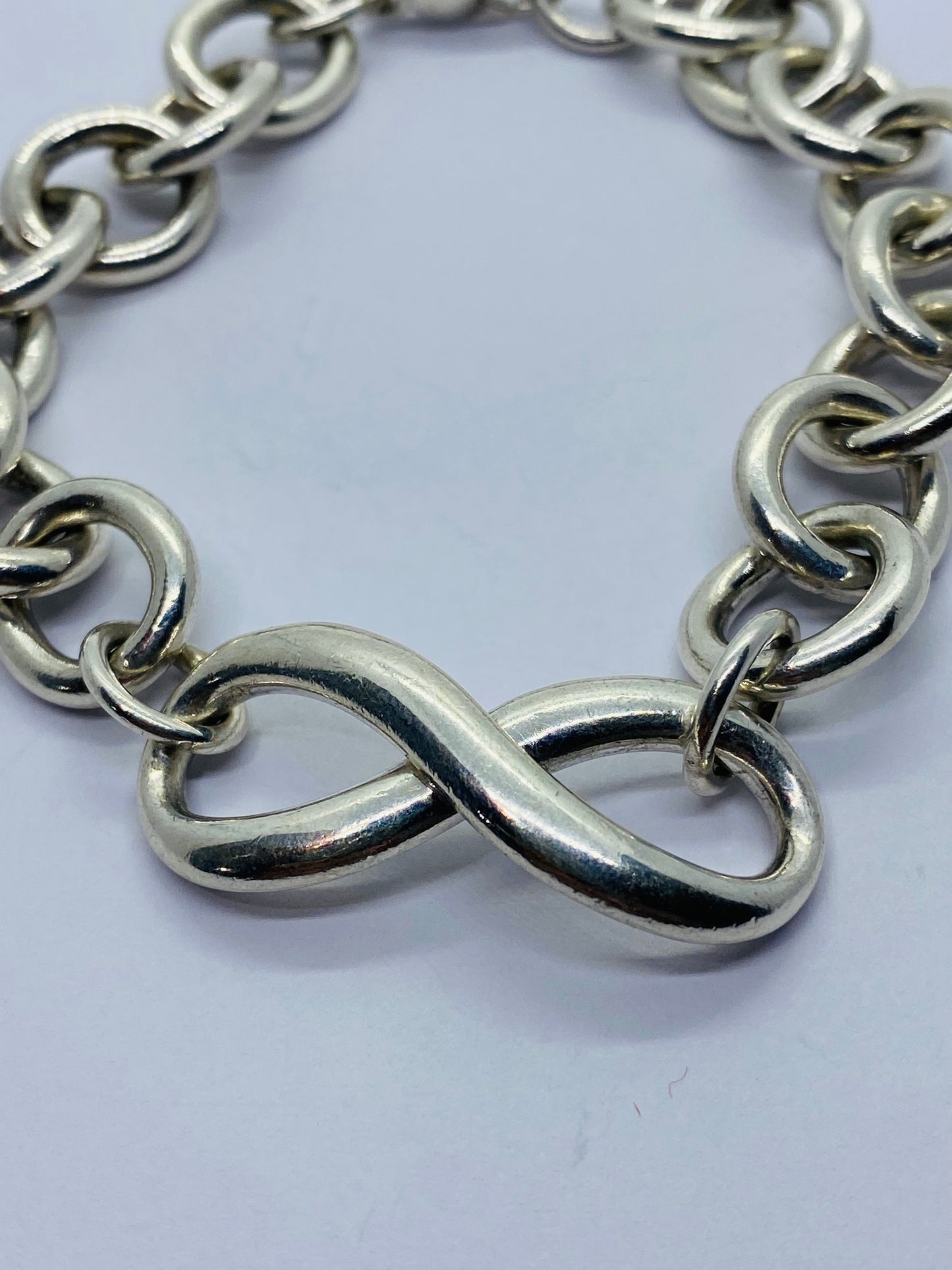 AUTHENTIC TIFFANY & CO INFINITY LINK BRACELET STERLING SILVER 925 CHUNKY Pouch