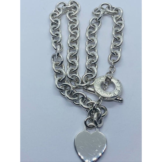 Tiffany & Co Sterling Silver Toggle Heart Tag Blank Heart Necklace 16” 74.3 G