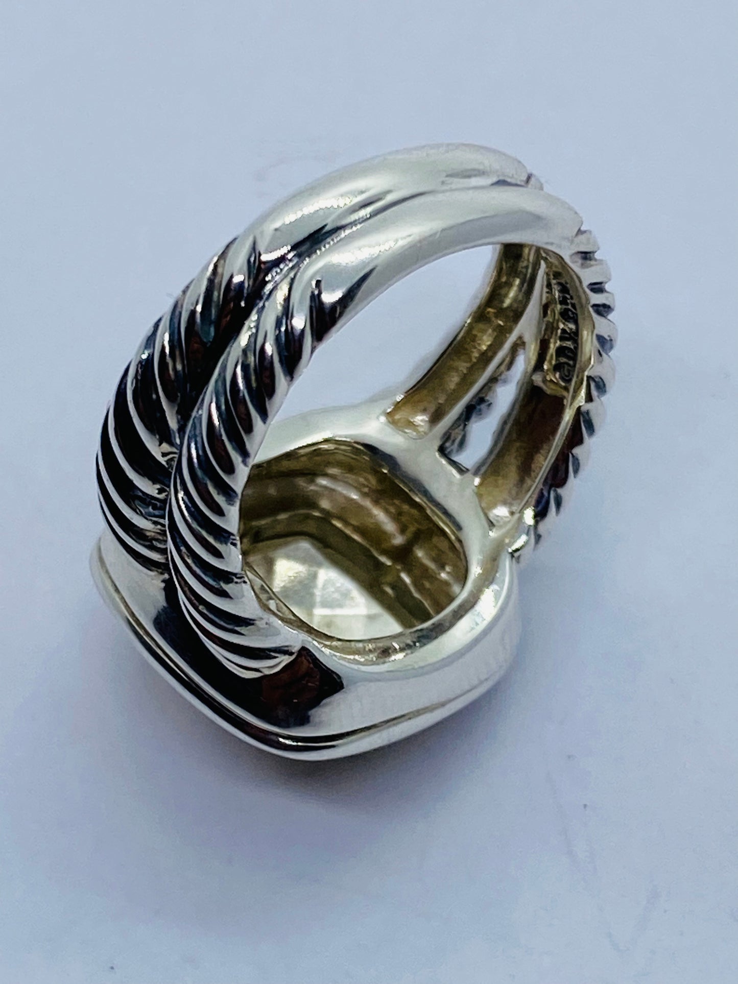 David Yurman Albion Faceted Dome Ring in 18kt Gold/Sterling Size 6 READ