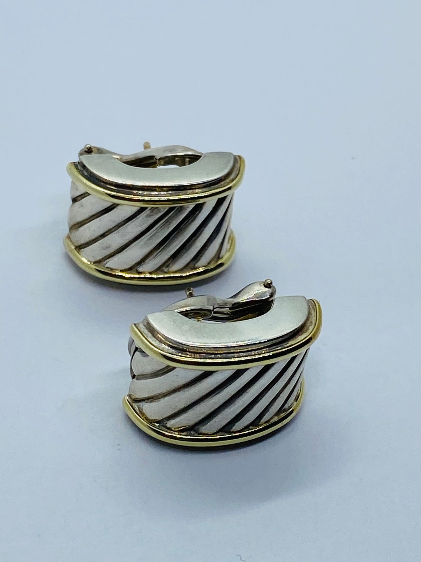 David Yurman .925/14K Cigar Band Thoroughbred Earrings