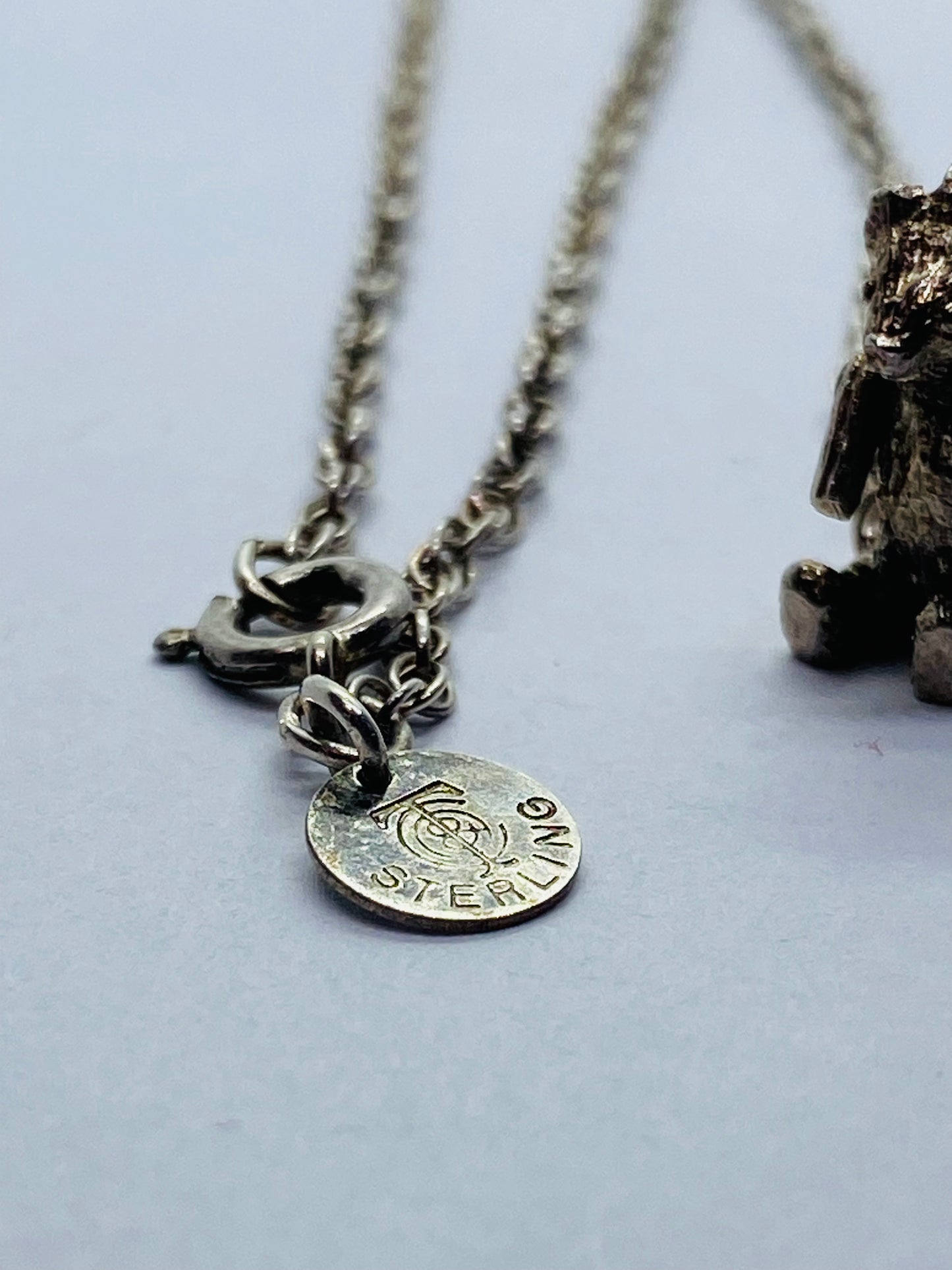 Tiffany & Co. Vintage Teddy Bear Swivel Arms Pendant Necklace 18" 925