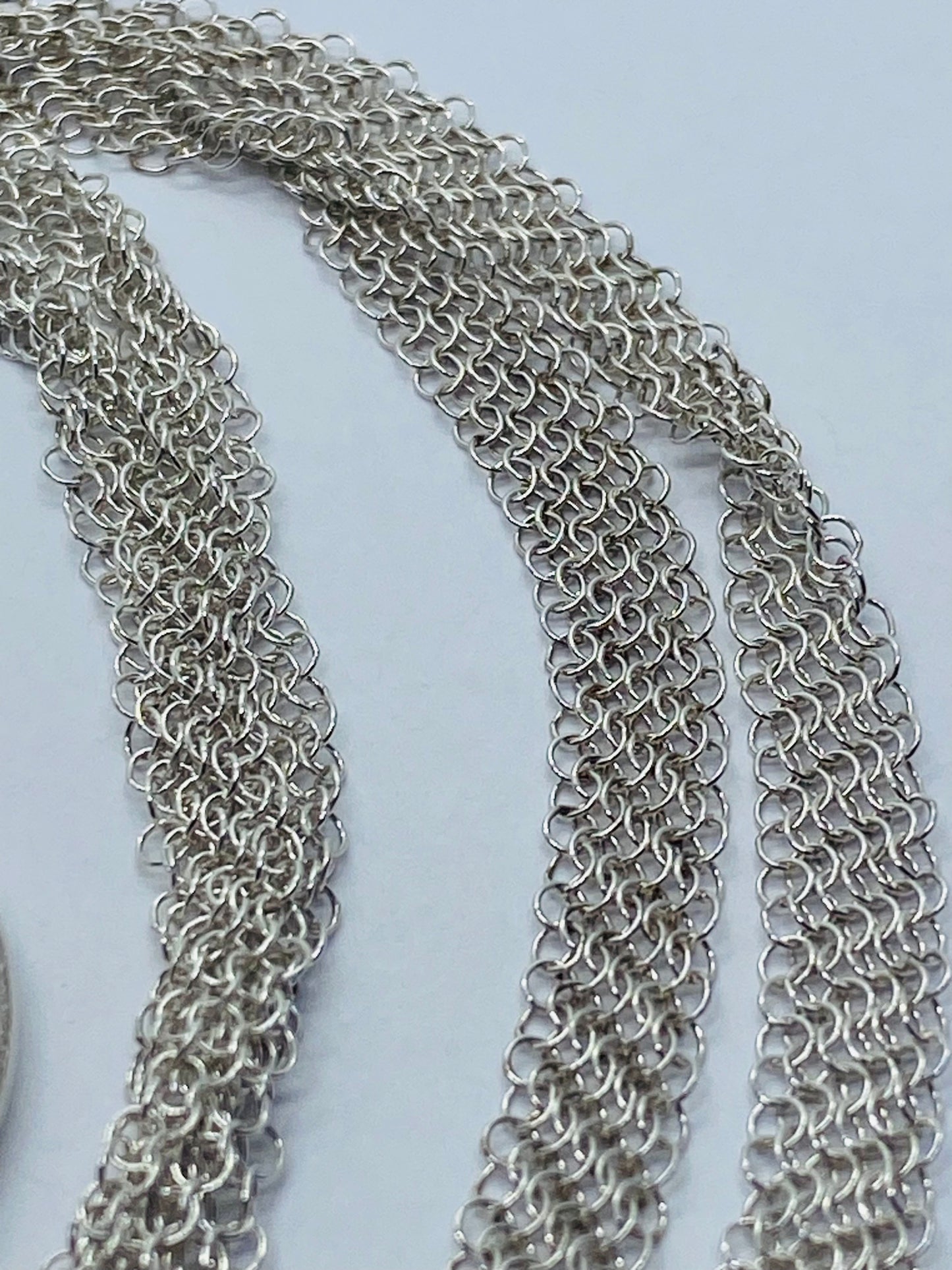 $1200 Tiffany & Co Elsa Peretti Silver Large Open Heart Mesh Chain Necklace 30”