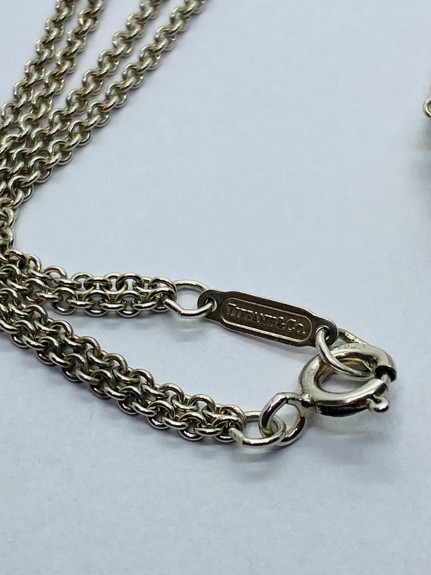 Tiffany & Co. Sterling Silver Double Chain Infinity Pendant Necklace 16”
