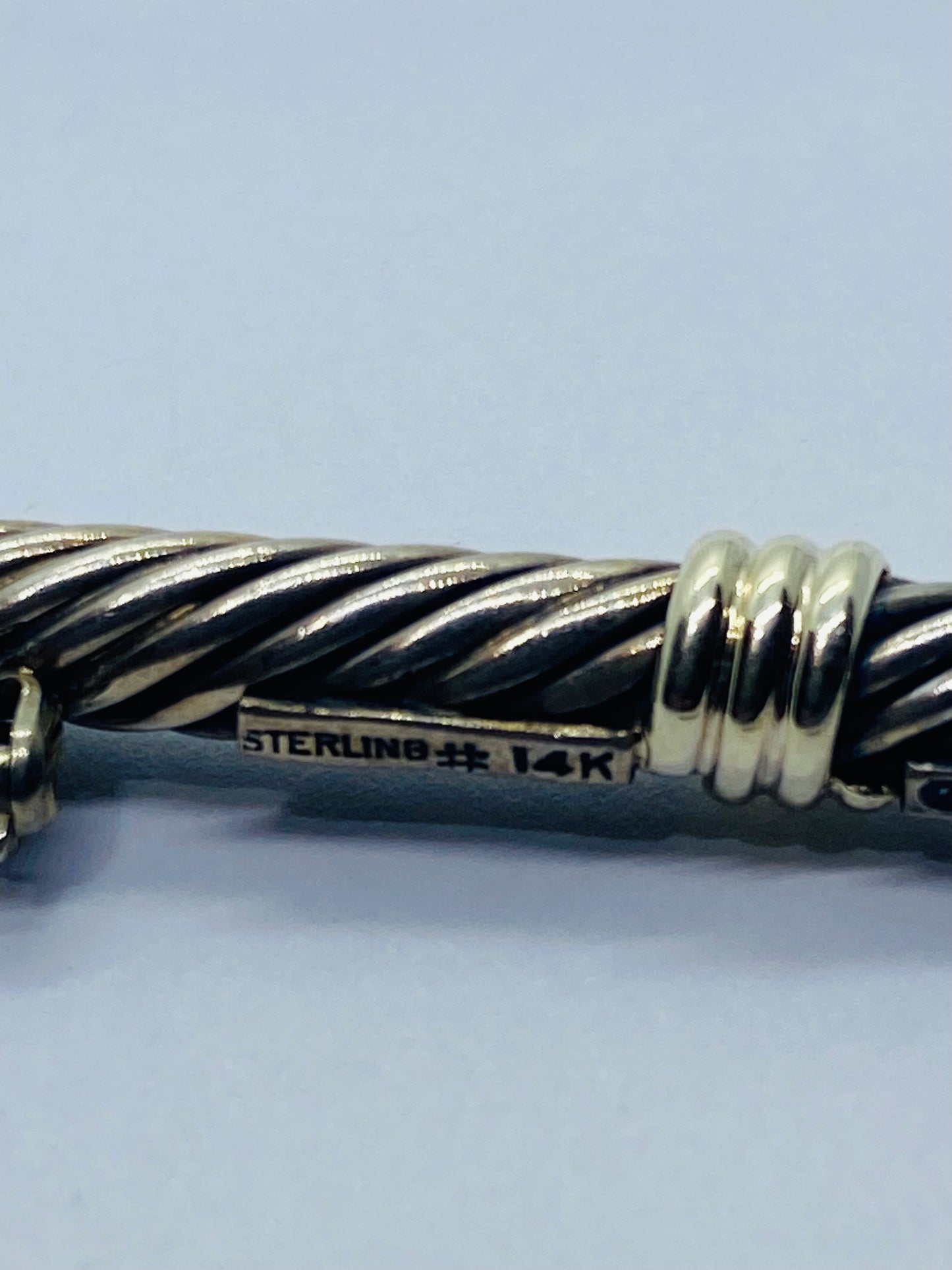 DAVID YURMAN STERLING SILVER 14K YELLOW GOLD CABLE BAR PIN BROOCH 55MM LONG 7MM