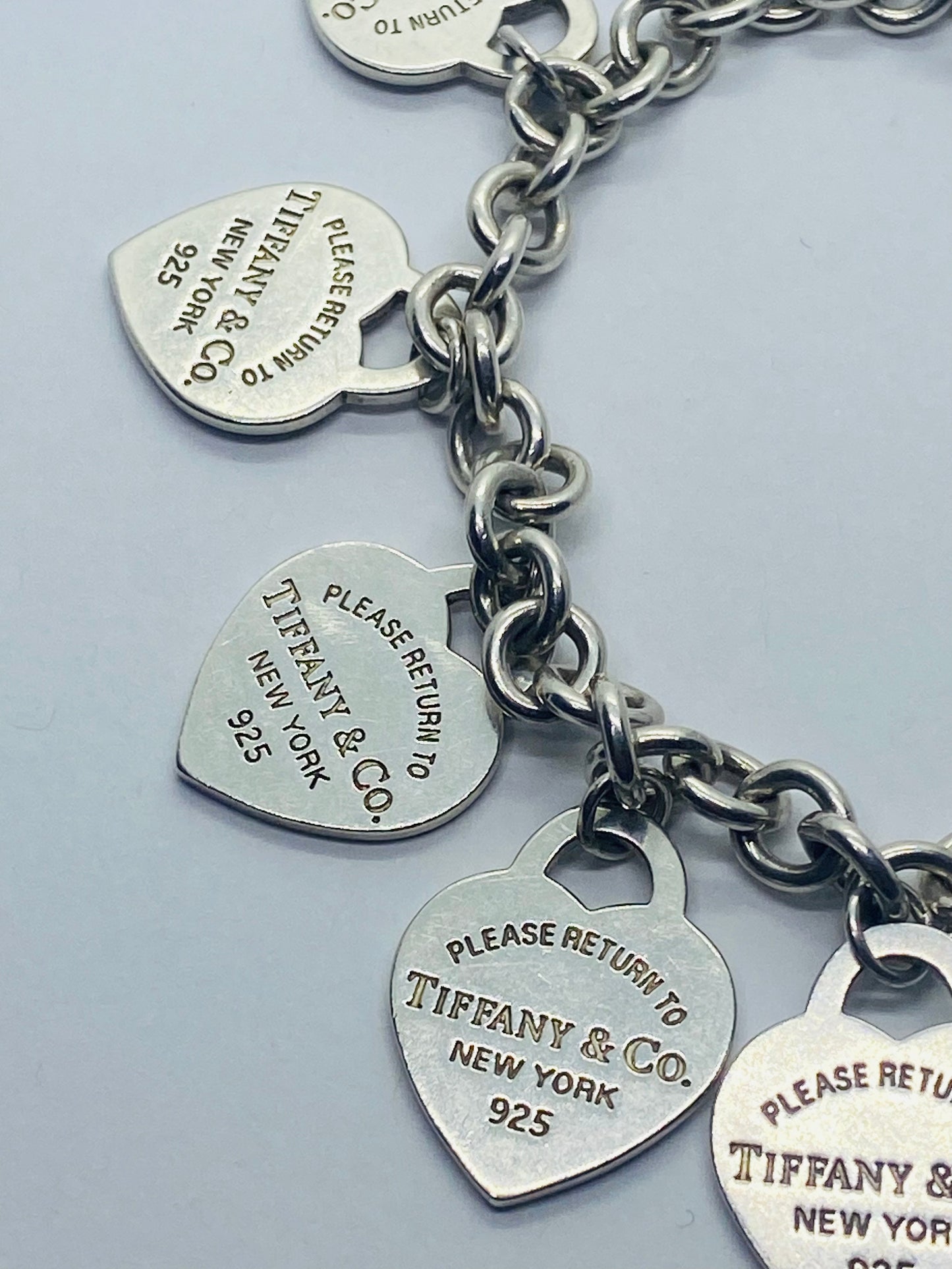 Tiffany & Co Multi Heart Bracelet 7” Sterling Silver 925 Rare RETIRED Pouch Box