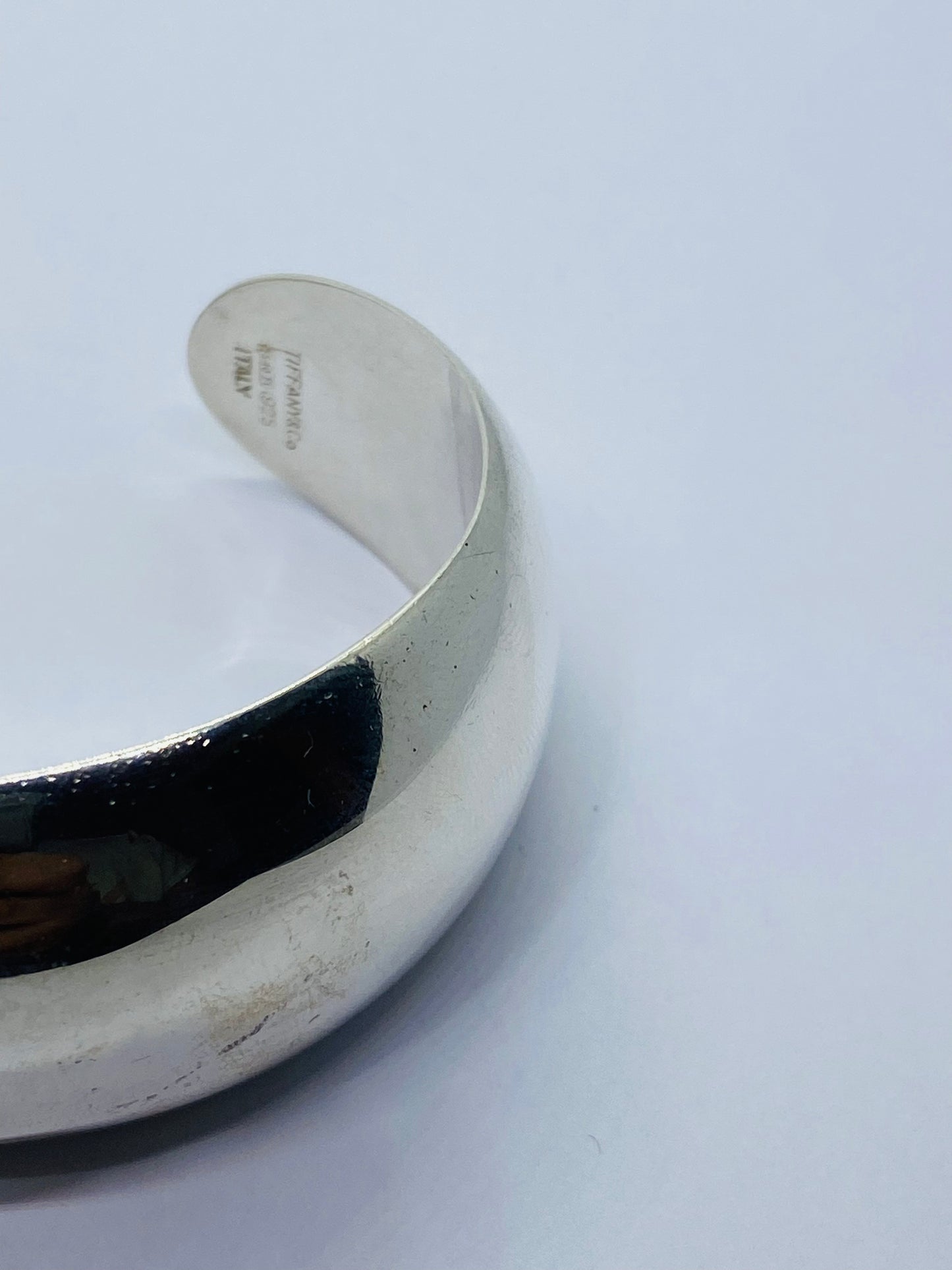 TIFFANY & CO STERLING SILVER Bangle Bracelet Wide Cuff 925 Silver Italy 6.5”