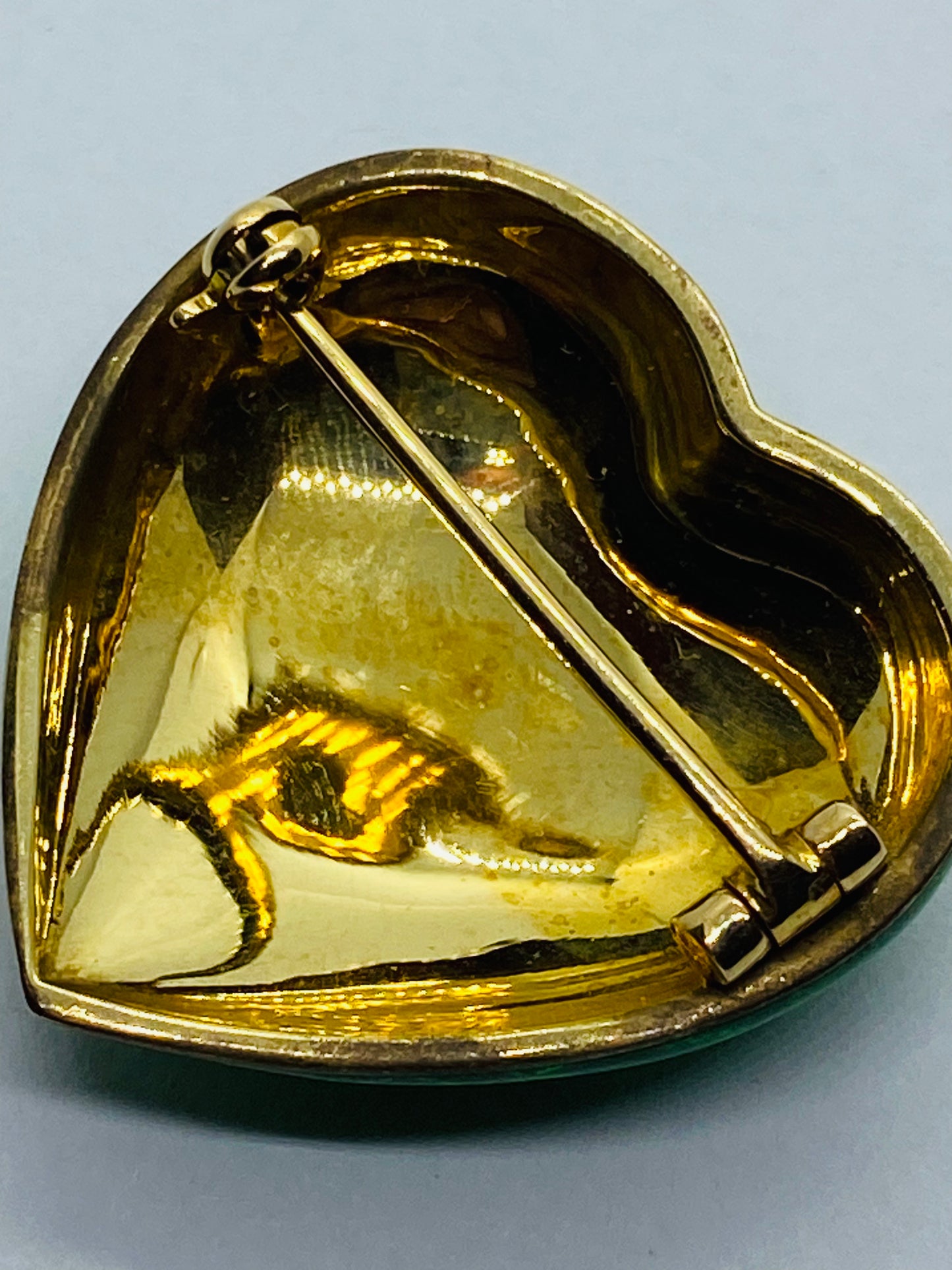Tiffany & Co. Vintage Guilloche Enamel 18k Yellow Gold Heart Pendant Pin RARE