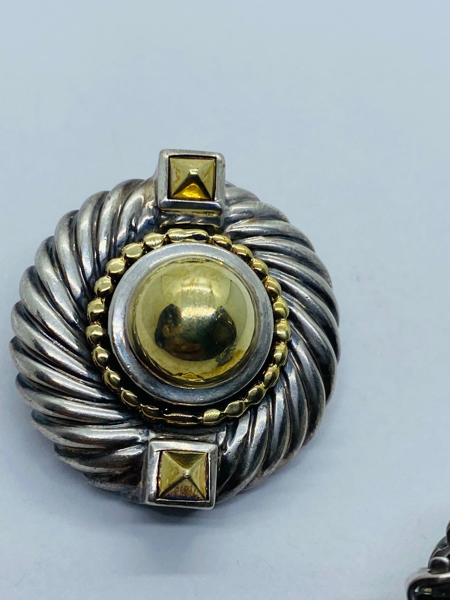 X-LARGE David Yurman RENAISSANCE CABLE Sterling Silver 14K Gold Clip-On Earrings