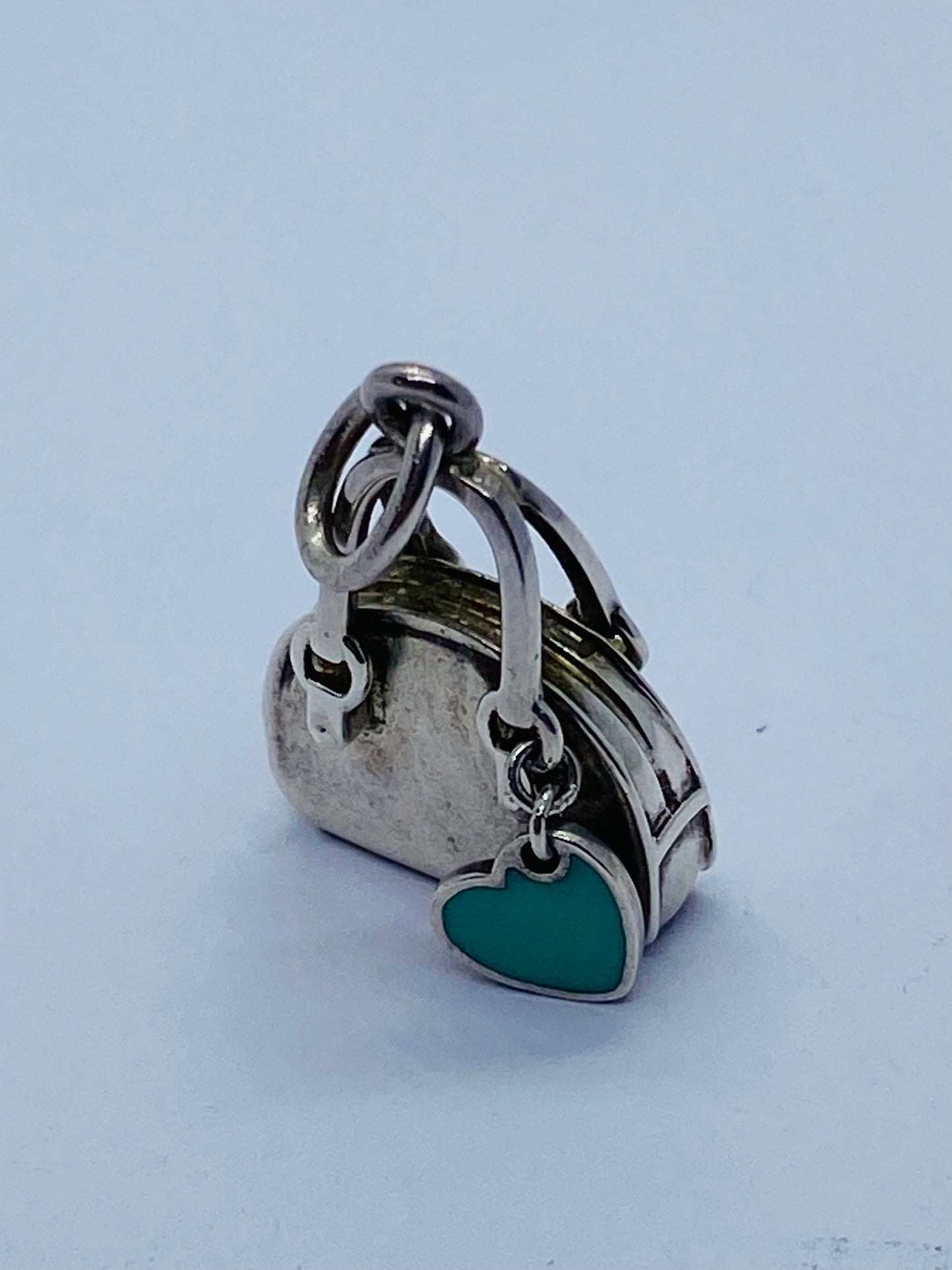 Tiffany & Co. Sterling Silver Handbag and Enamel Heart Italy Charm Pendant