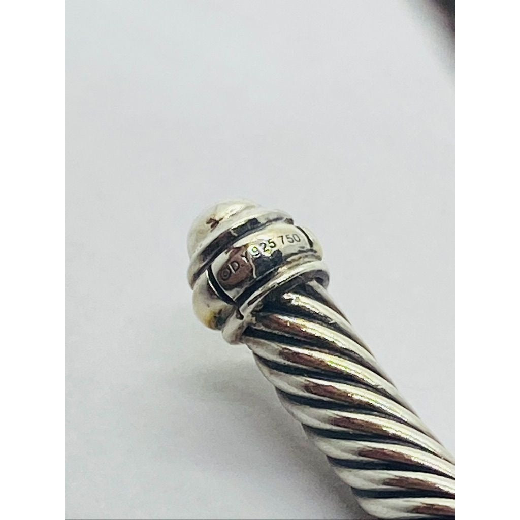 David Yurman Sterling Silver 18K 750 Gold 4mm Dome Bracelet 6.75"