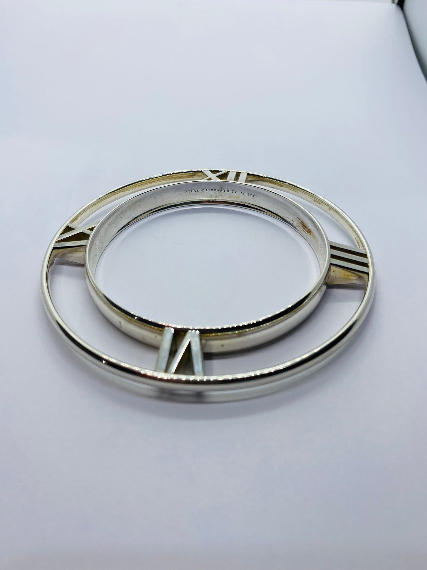 Tiffany & Co Sterling Silver 925 ATLAS Horizontal Bangle s.M Tapered Bracelet