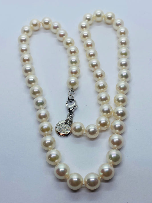 $2750 PEARL NECKLACE TIFFANY & CO STAMP IN WHITE GOLD 18K  17” 7-7.5MM PEARLS