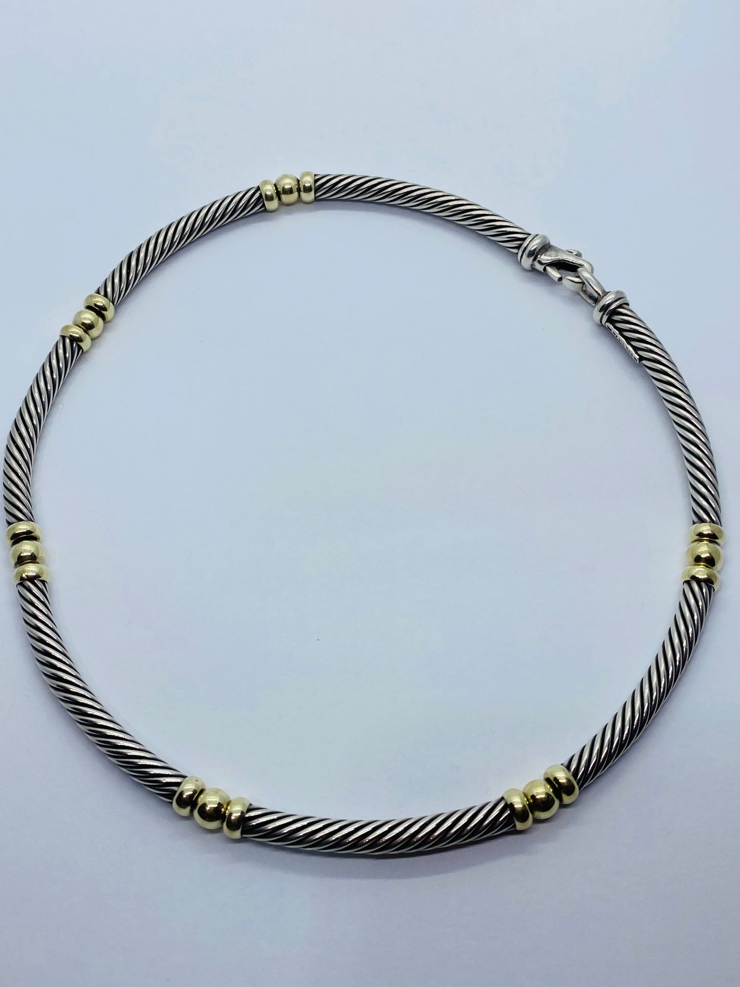 DAVID YURMAN 14K GOLD & 925 SILVER 6 STATION CABLE NECKLACE 16” 48.4GRAMS 7MM