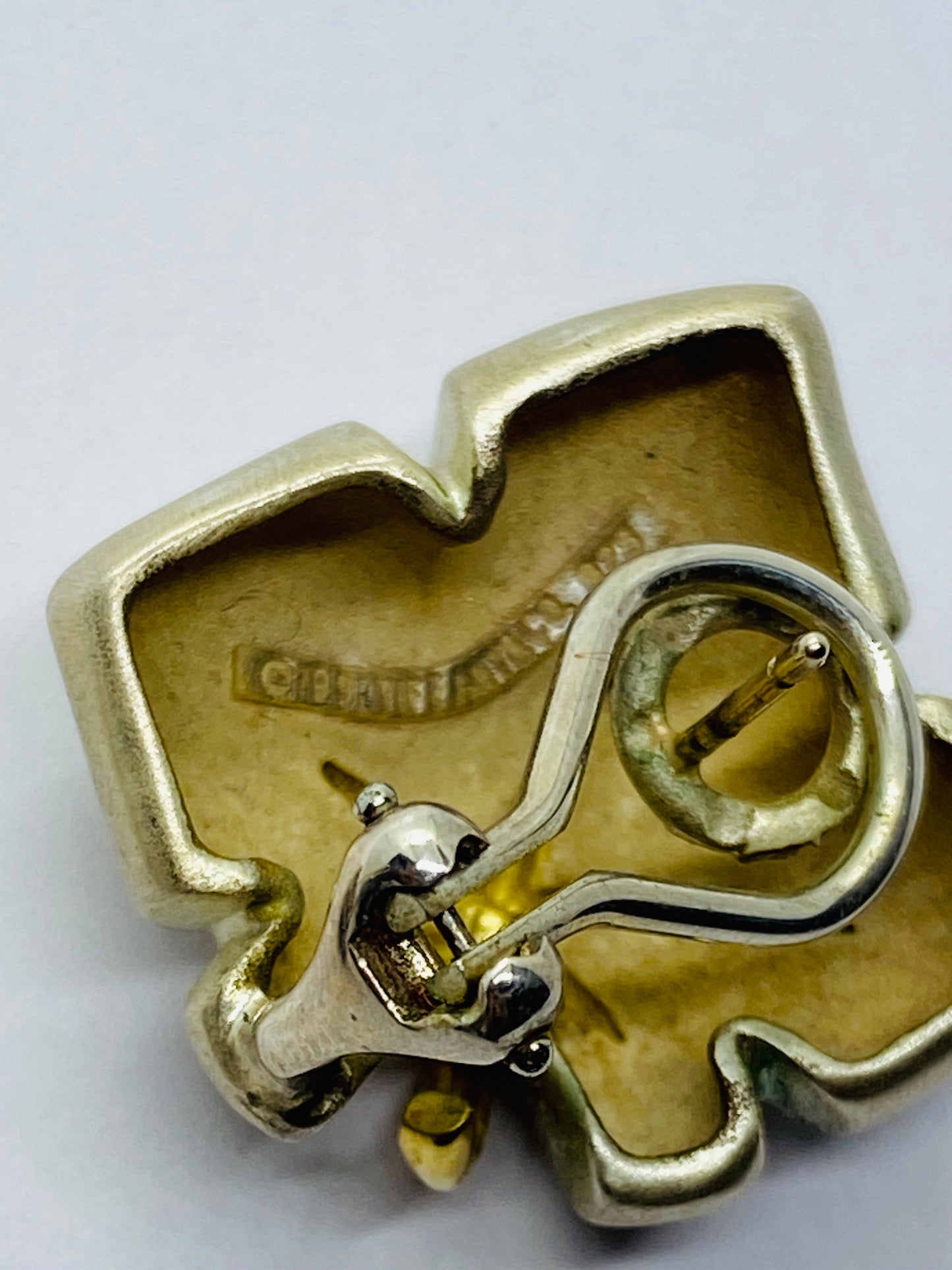 Tiffany & Co. 1991 Ivy Sterling 18k Yellow Gold Starfish Leaf Post Clip Earrings