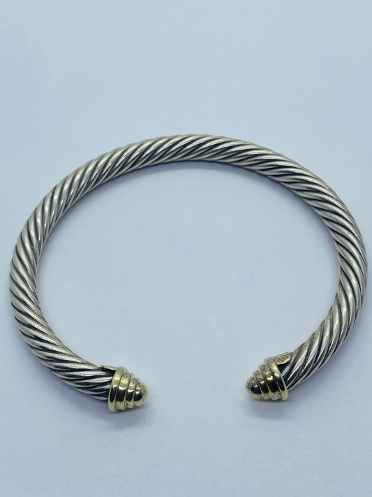 David Yurman Cable Bracelet Size 6.5” 14k  Gold 5mm 925 Sterling silver $480