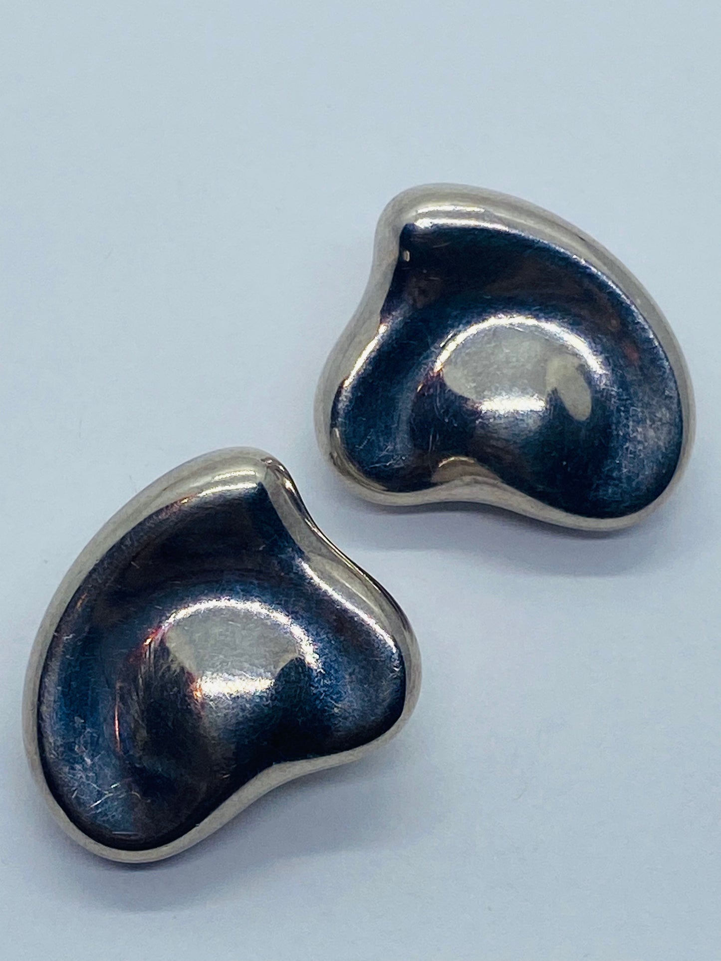 Tiffany & Co Silver Peretti HUGE Puff Puffy Heart Clip On Earrings 1x1"