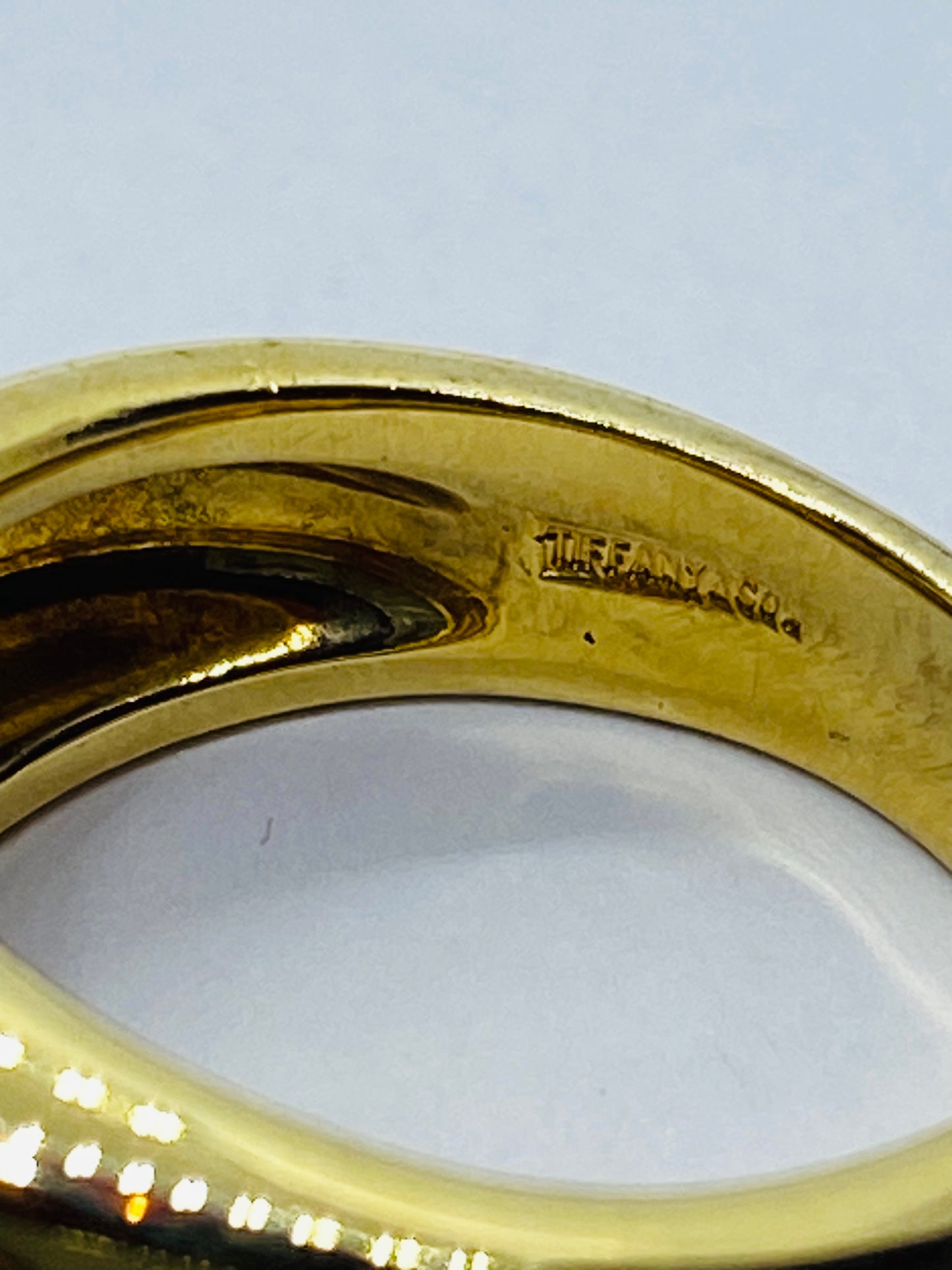 Tiffany & Co. Vintage Italy 18K Yellow Gold Yellow Citrine Gypsy Ring Size 4.75