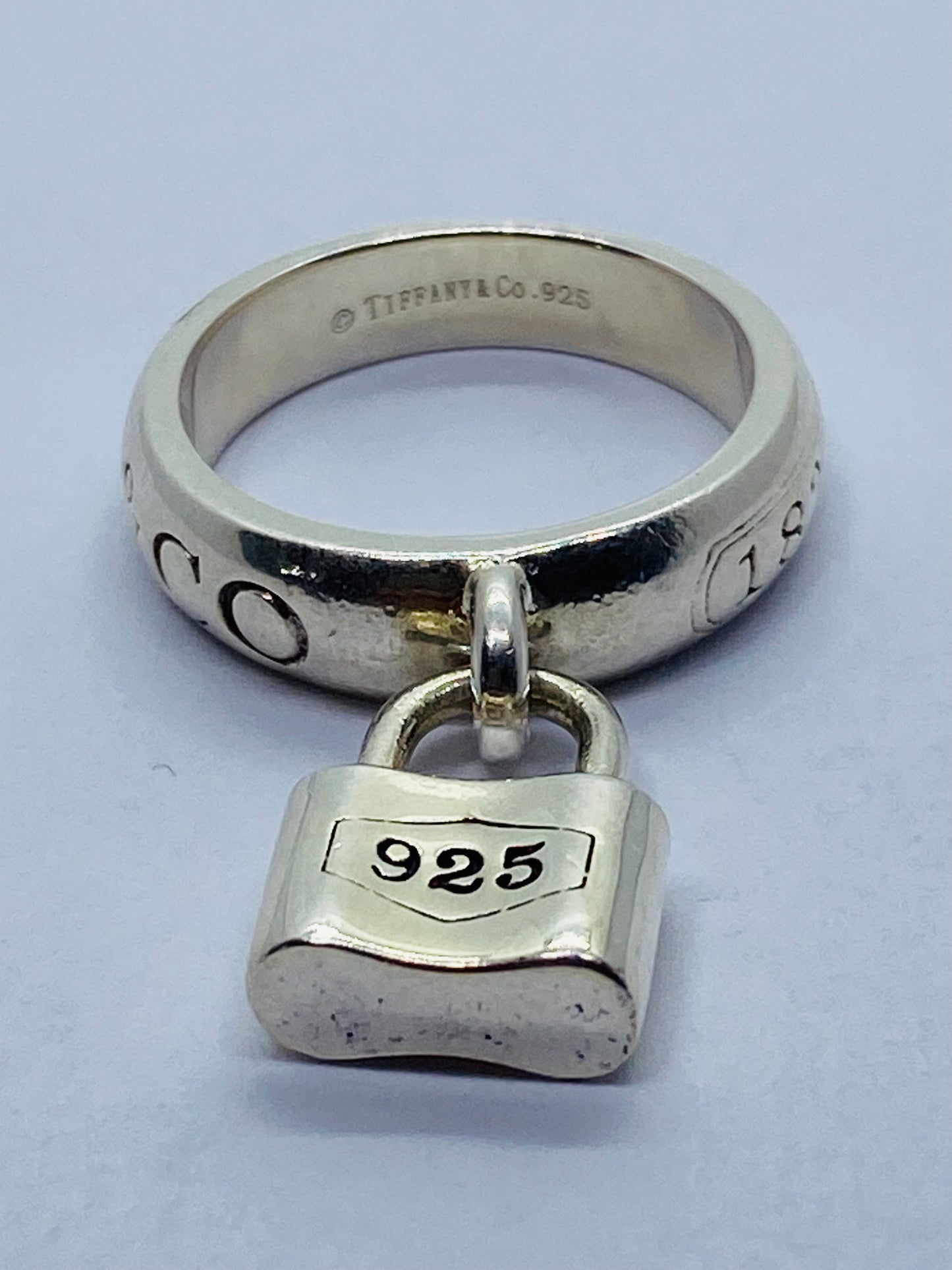 Authentic Tiffany & Co Sterling Silver 1837 Lock Padlock Dangle Ring Size 6