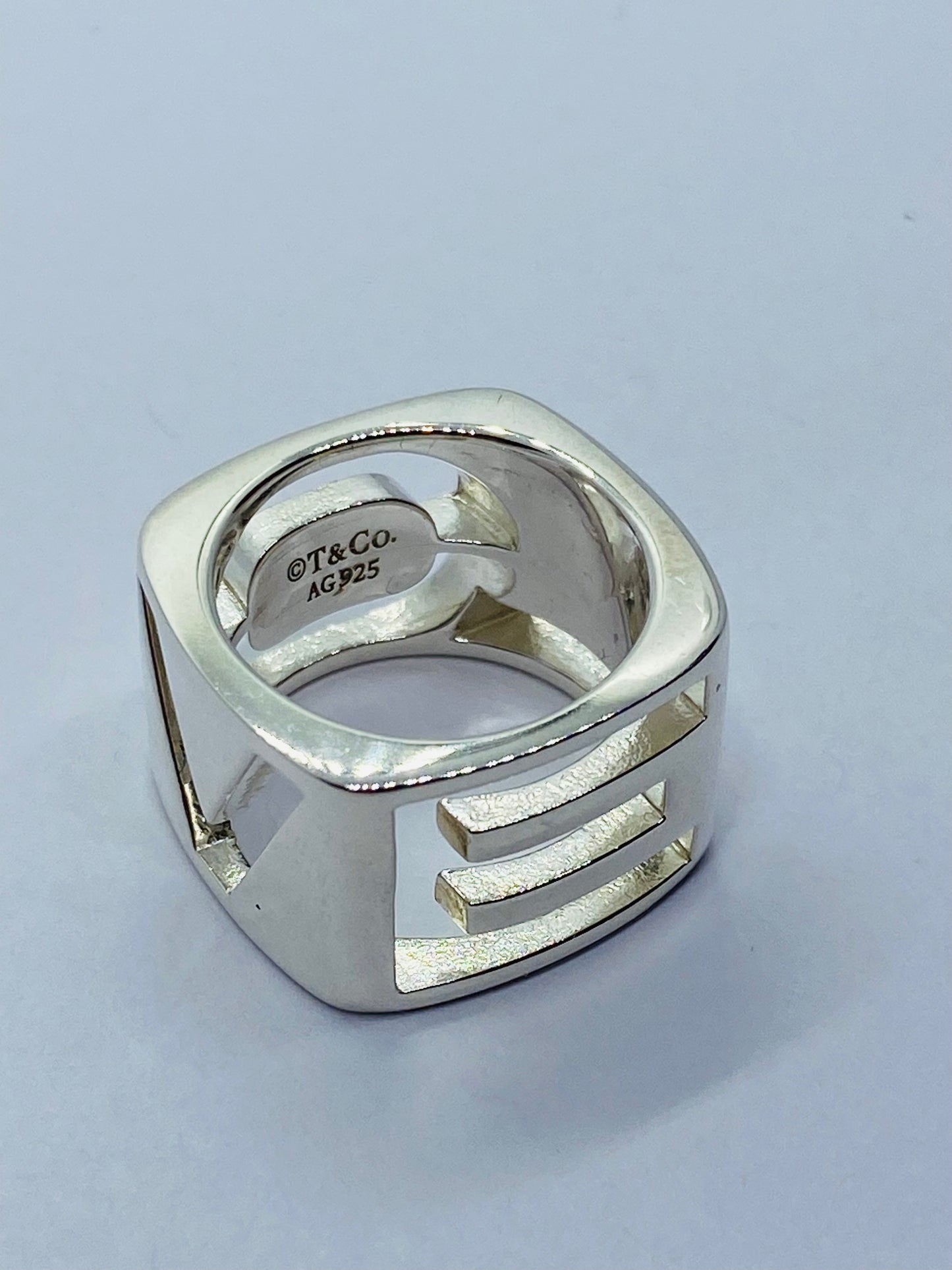 TIFFANY & CO DONALD CLAFLIN ERA STENCIL LOVE RING 925 STERLING SILVER 5.75 POUCH