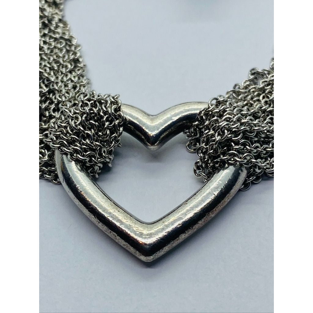 Tiffany & Co. 925 Silver Multi Strand Mesh Toggle 7.25" Bracelet
