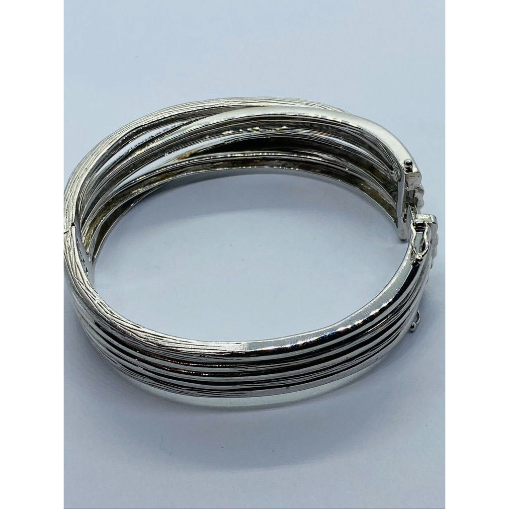 EFFY BH Balissima Diamond Sterling Silver Hinged Bangle asymmetric Bracelet