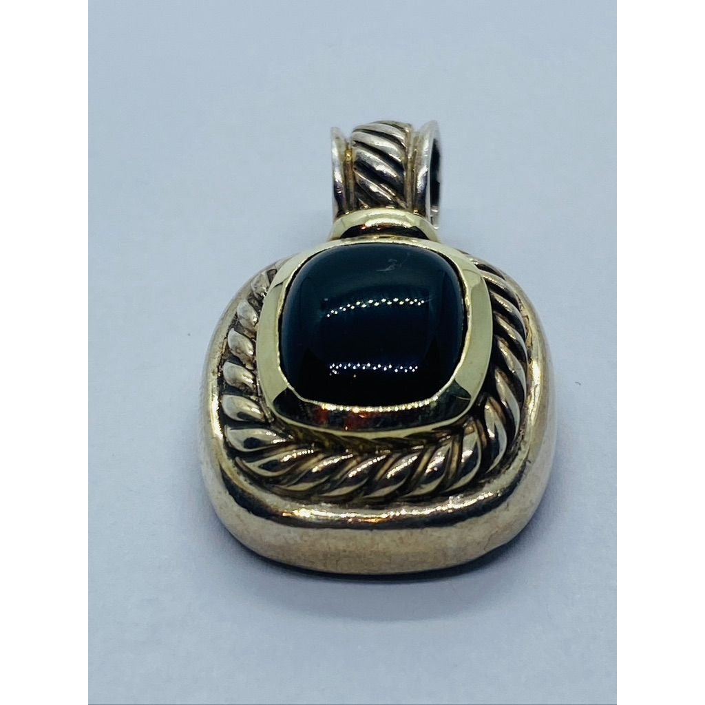 David Yurman 925 Silver 585 Gold Black Onyx Iconic Albion Enhancer Pendant