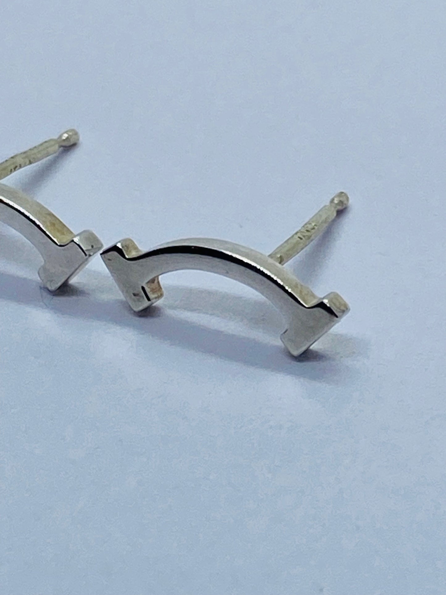Tiffany T Smile Stud Earrings in Sterling Silver AUTHENTIC Pouch And box