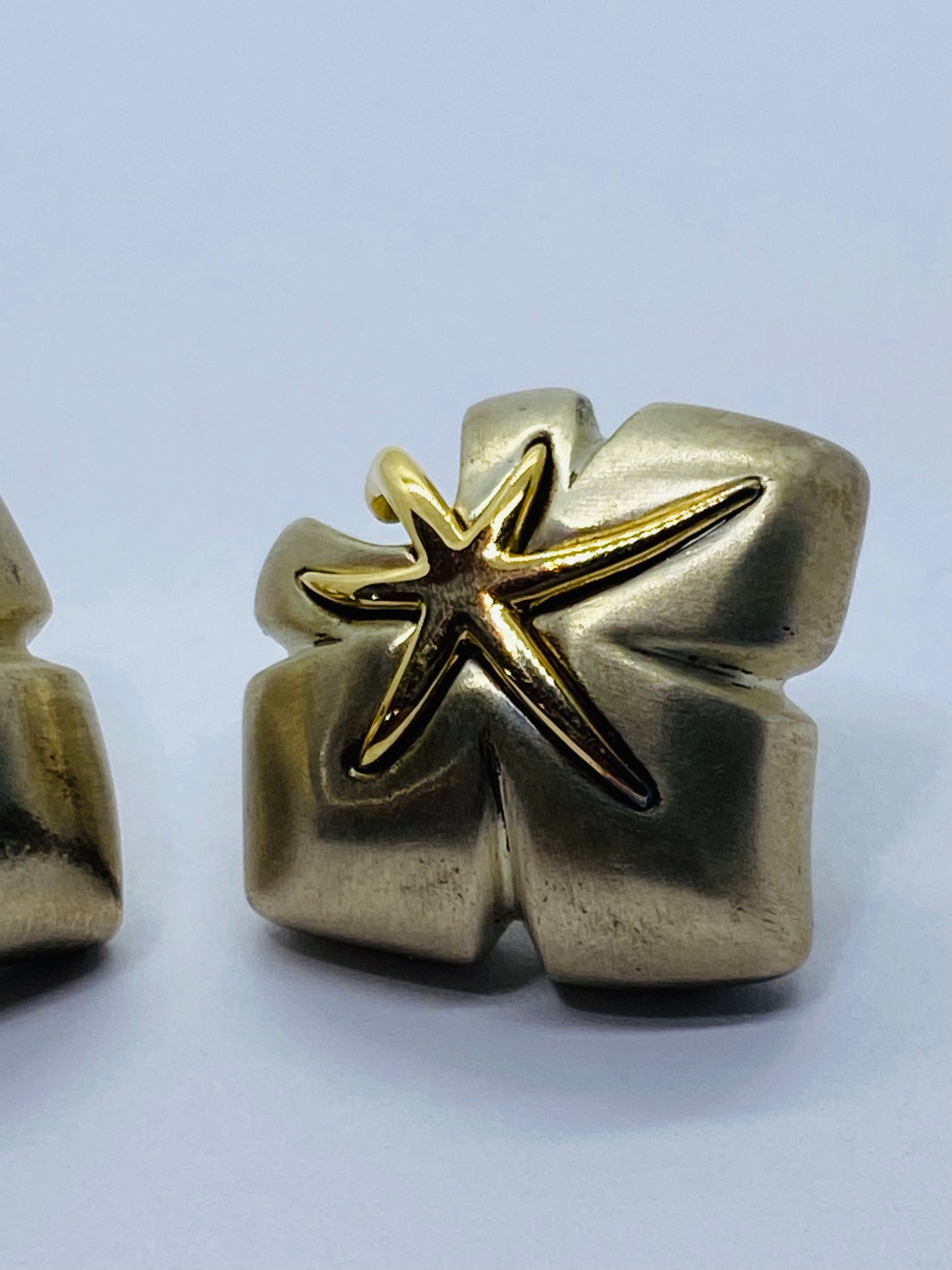 Tiffany & Co. 1991 Ivy Sterling 18k Yellow Gold Starfish Leaf Post Clip Earrings