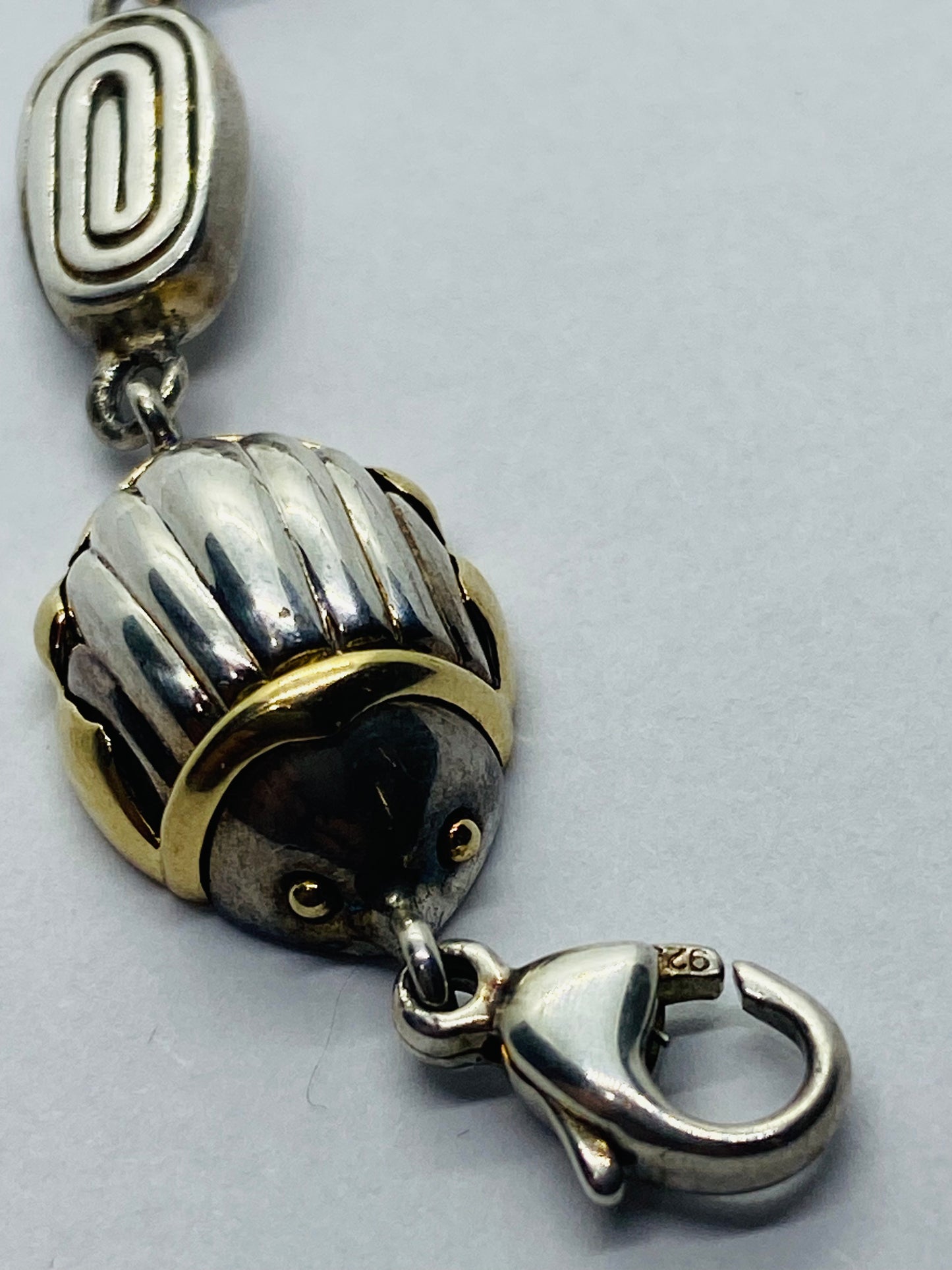 Tiffany & Co RARE Silver 18K Gold Gold Scarab Bee Bug Link Bracelet Pouch Box!