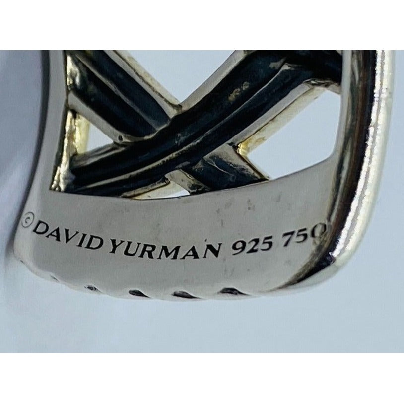 David Yurman Sterling Silver 18k Gold Papyrus Two Tone Wide Cuff Bangle Bracelet
